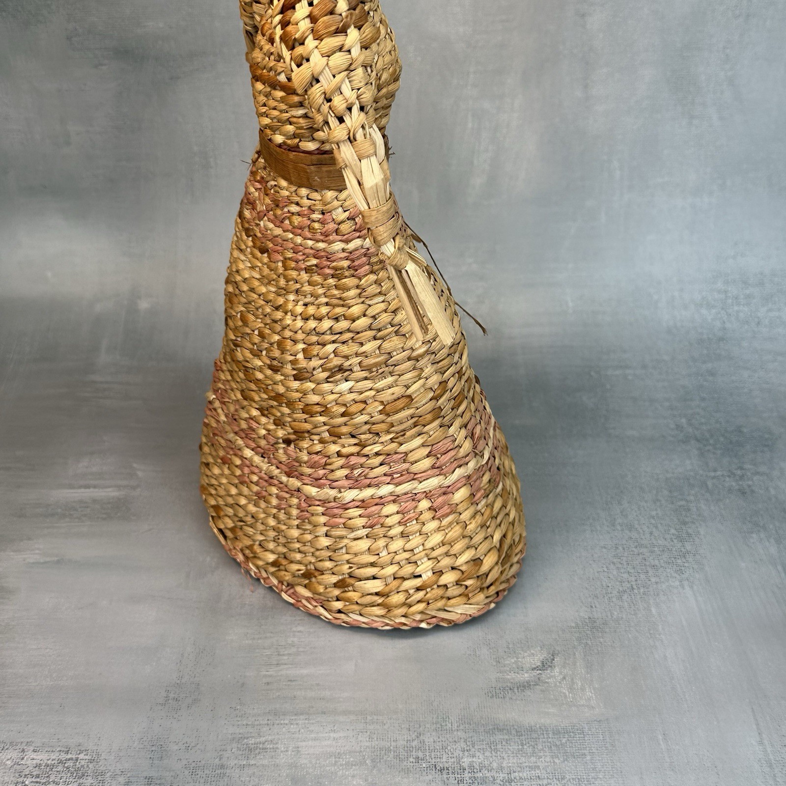 Vintage Native American Skokomish Basketry Basket Doll Woman Dress 13”