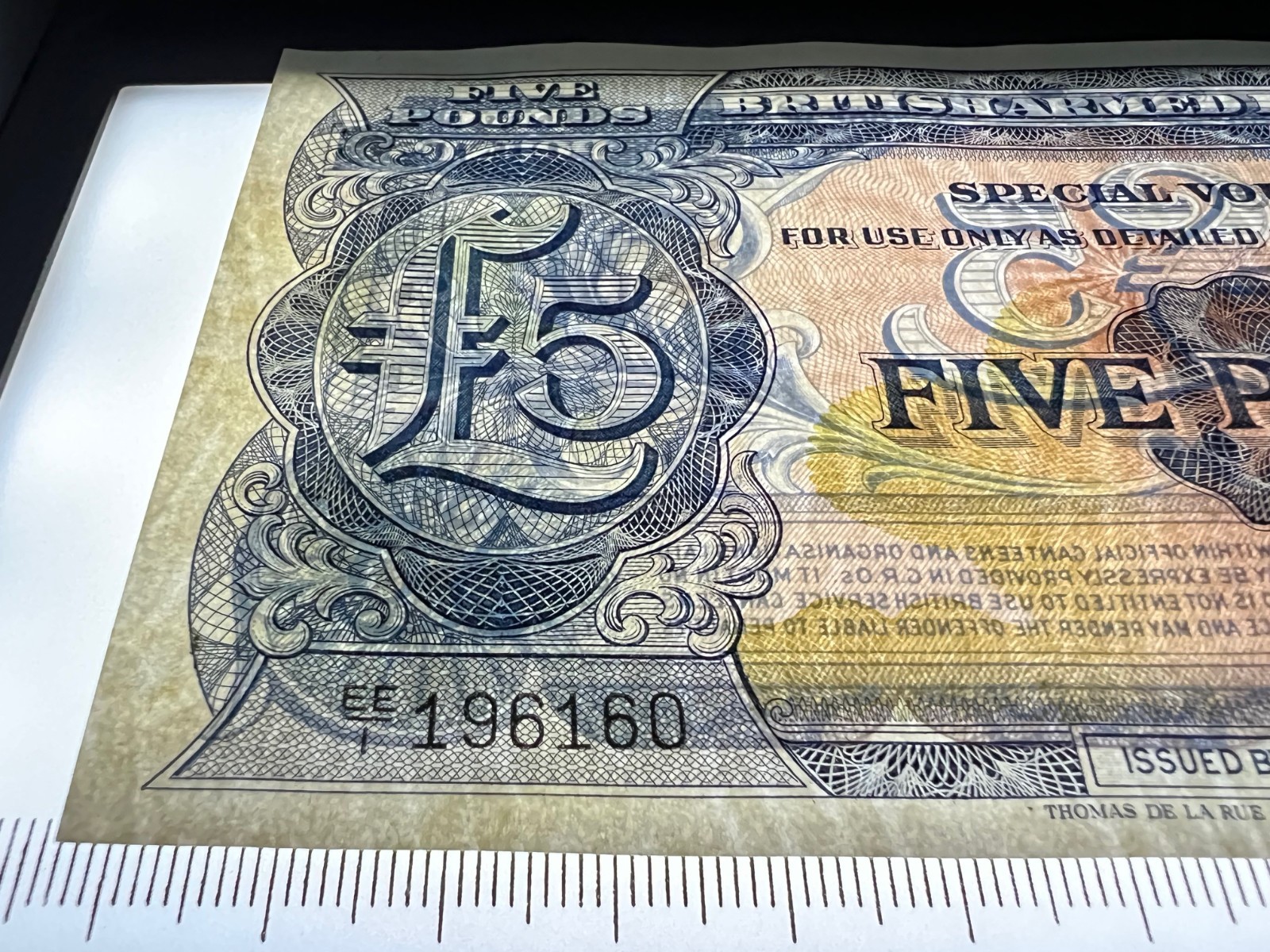 1948 British 5 Pound Armed Forces Banknote Special Voucher WW2 WWII War Money