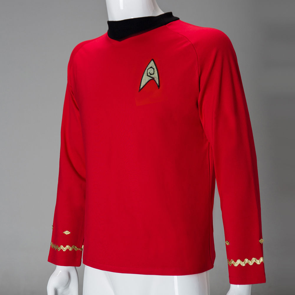 TOS Captain Kirk Yellow Shirt Spock Blue Starfleet Uniforms Cosplay Red Costumes