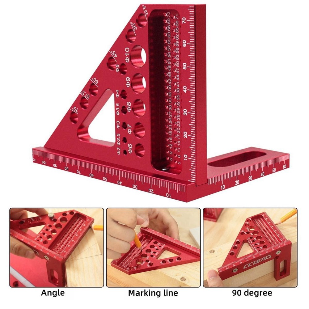 3D Multi-Angle Carpenter Square Scriber, 22.5-90 Degree Drawing Line Ruler wi...