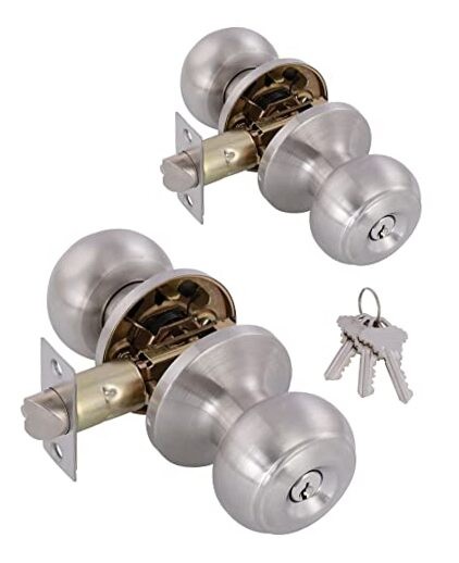 (Pack Door Knobs Interior Keyed Difference 2 Satin Nickel Keyed Difference