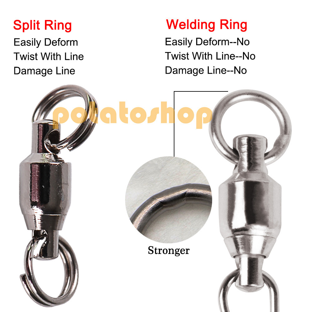 50/100pcs Duo Lock Snap Fishing Ball Bearing Swivels 26-132Lbs Tackle Saltwater