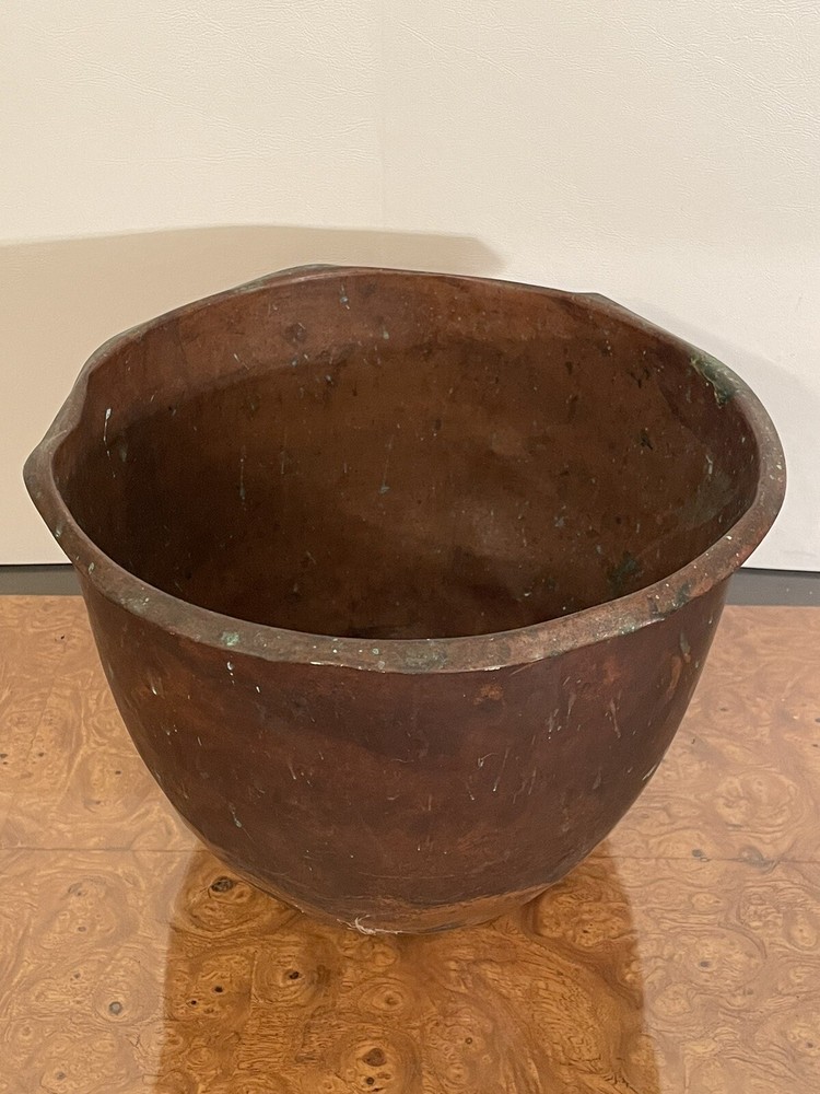 Vintage Rustic Primitive Copper Pot Pale Planter Mixer