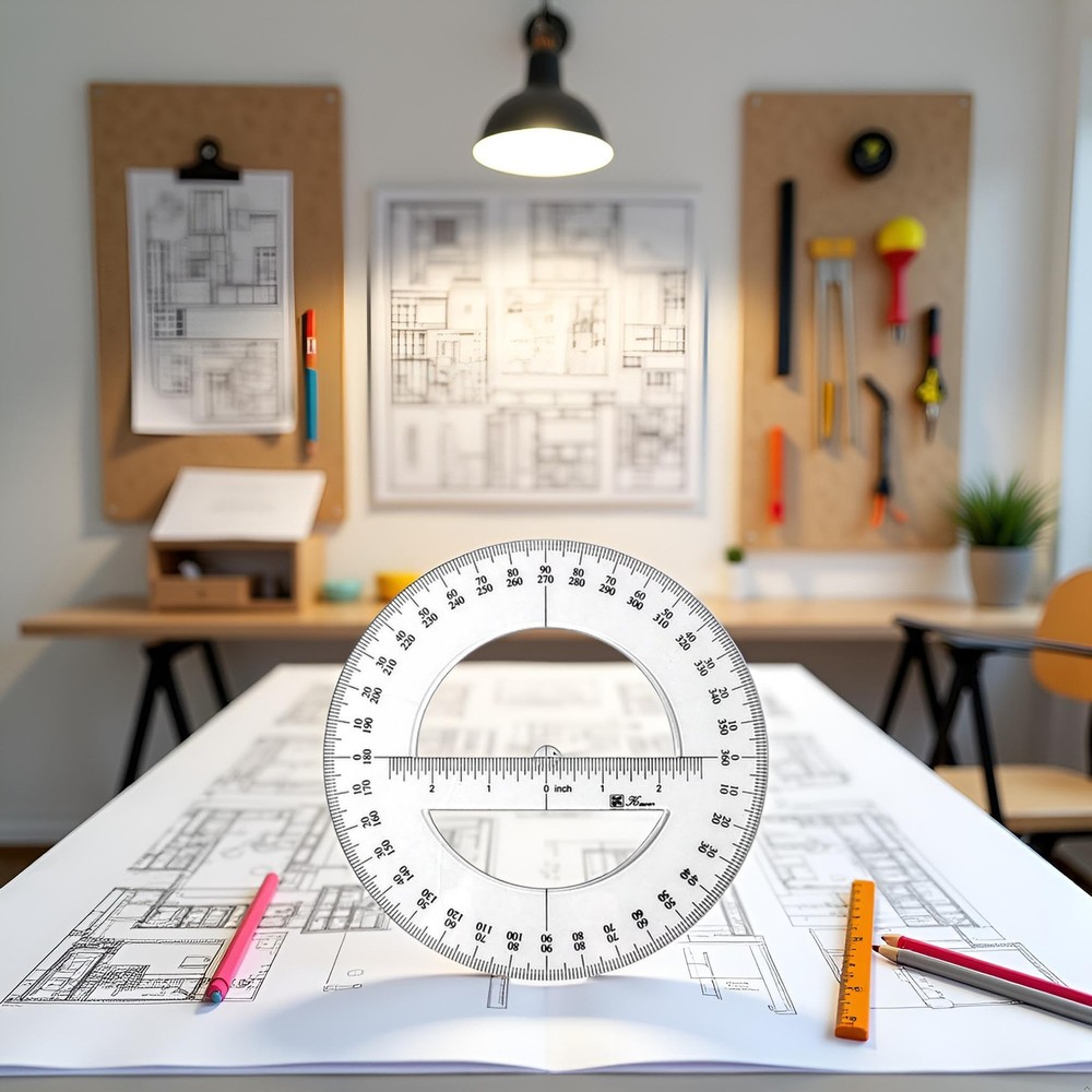 6 Inch 360 Degree Protractor Round Angular Ruler for Drawing Drafting Geometry