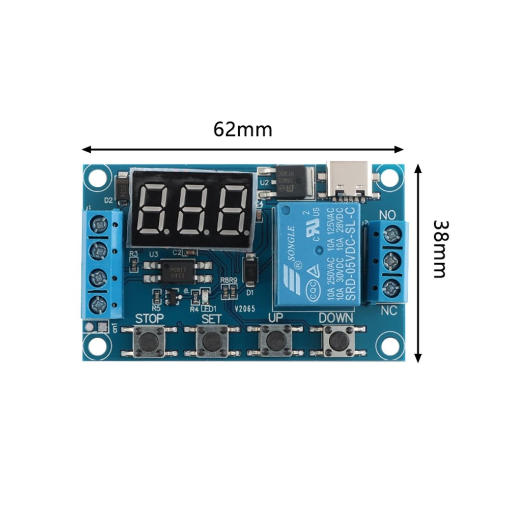 DC 6-30V Timer Relay with LCD Display, 1 Channel Delay Controller Module, Typ...
