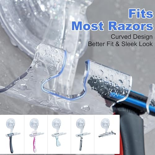 Suction Cup Razor Holder for Shower Powerful Suction Cup Hooks 2 Pack Clear