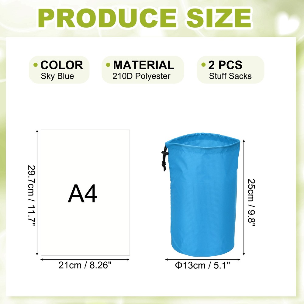 Drawstring Bag, Storage Bags, 5x10" & 2Pcs & Sky Blue