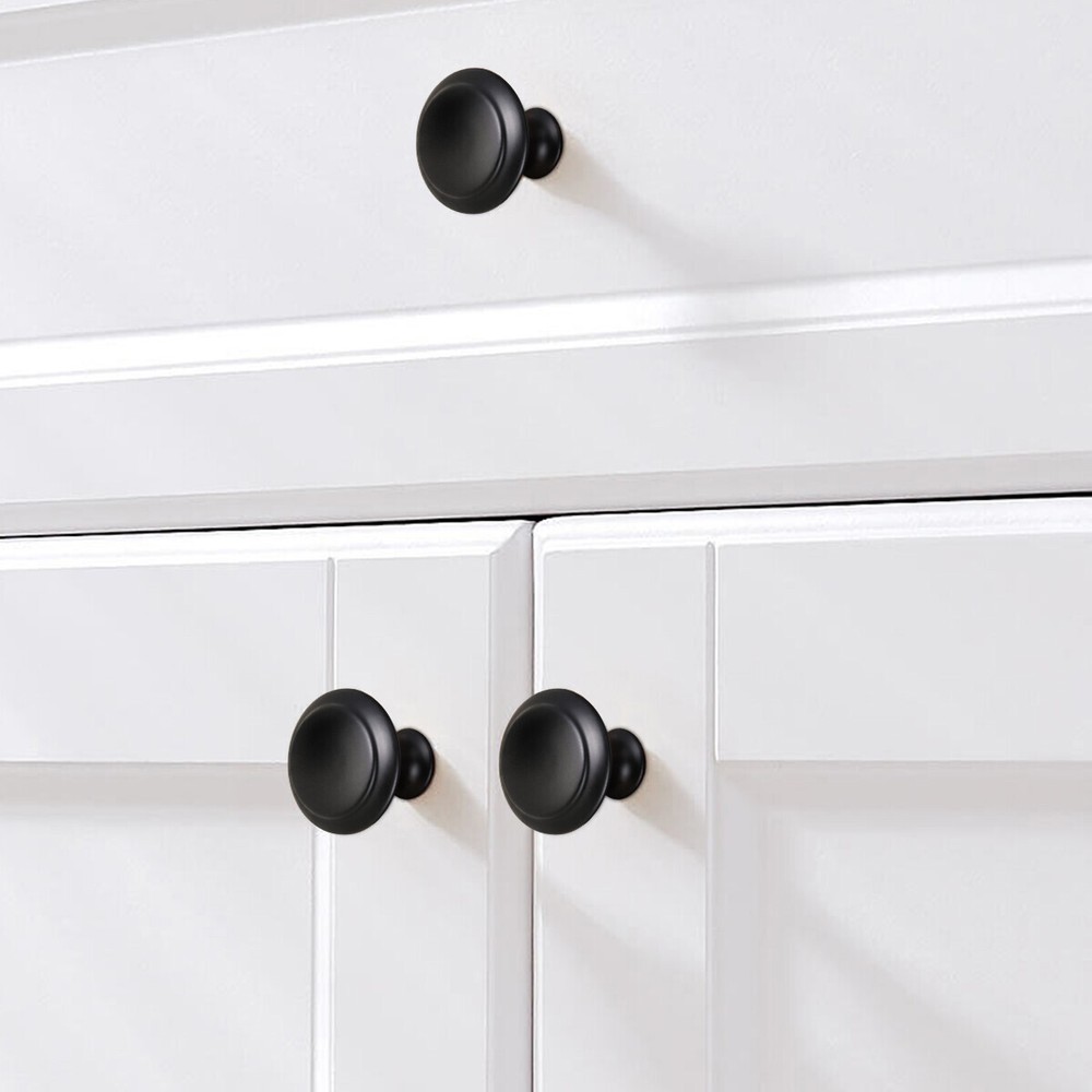 20 Pack Matte Black Kitchen Cabinet Knobs Round Drawer Pulls Stainless Steel