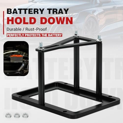 Battery Tray Hold Down Bracket Battery Relocation Kit Trunk for Optima black
