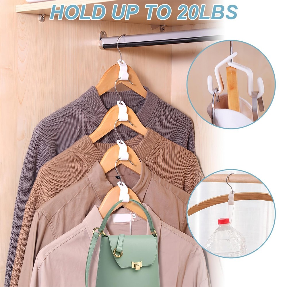 50 PCS Clothes Connector Hooks Space Saving Hanger Stacking Extender