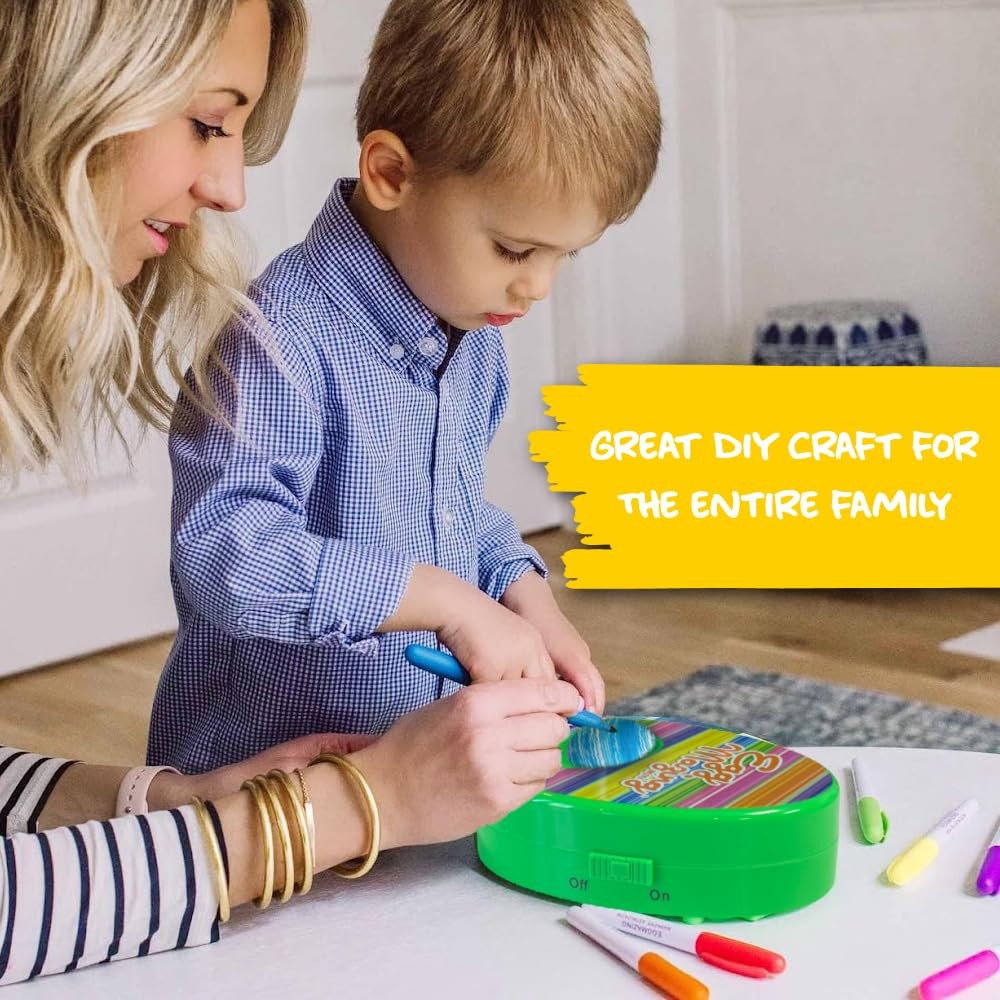 EggMazing Easter Egg Decorating Kit for Kids – Egg Spinner Decorator w/ 6 Marker