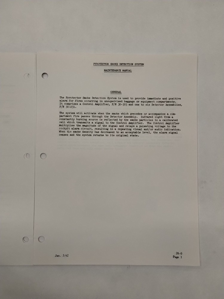 Pyrotector Incorporated Smoke Detection System Maintenance Manual-Original