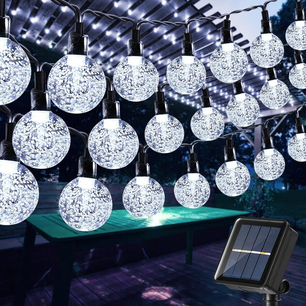 33FT 100LED Outdoor Solar Globe String Lights Bubbles Ball 8 Modes Yard Light