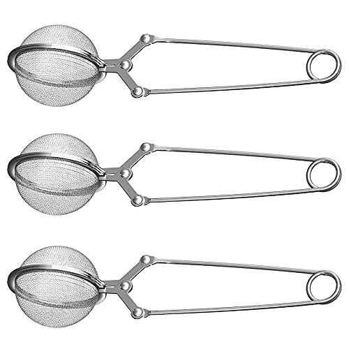 3 Pack Snap Ball Tea Strainer Mesh Infuser Handle Stainless Loose Leaf Filter