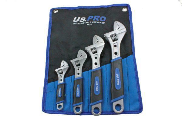 US PRO Tools 4pc Adjustable Wrench / Shifting Spanner Set 6" 8" 10" 12" - 1835