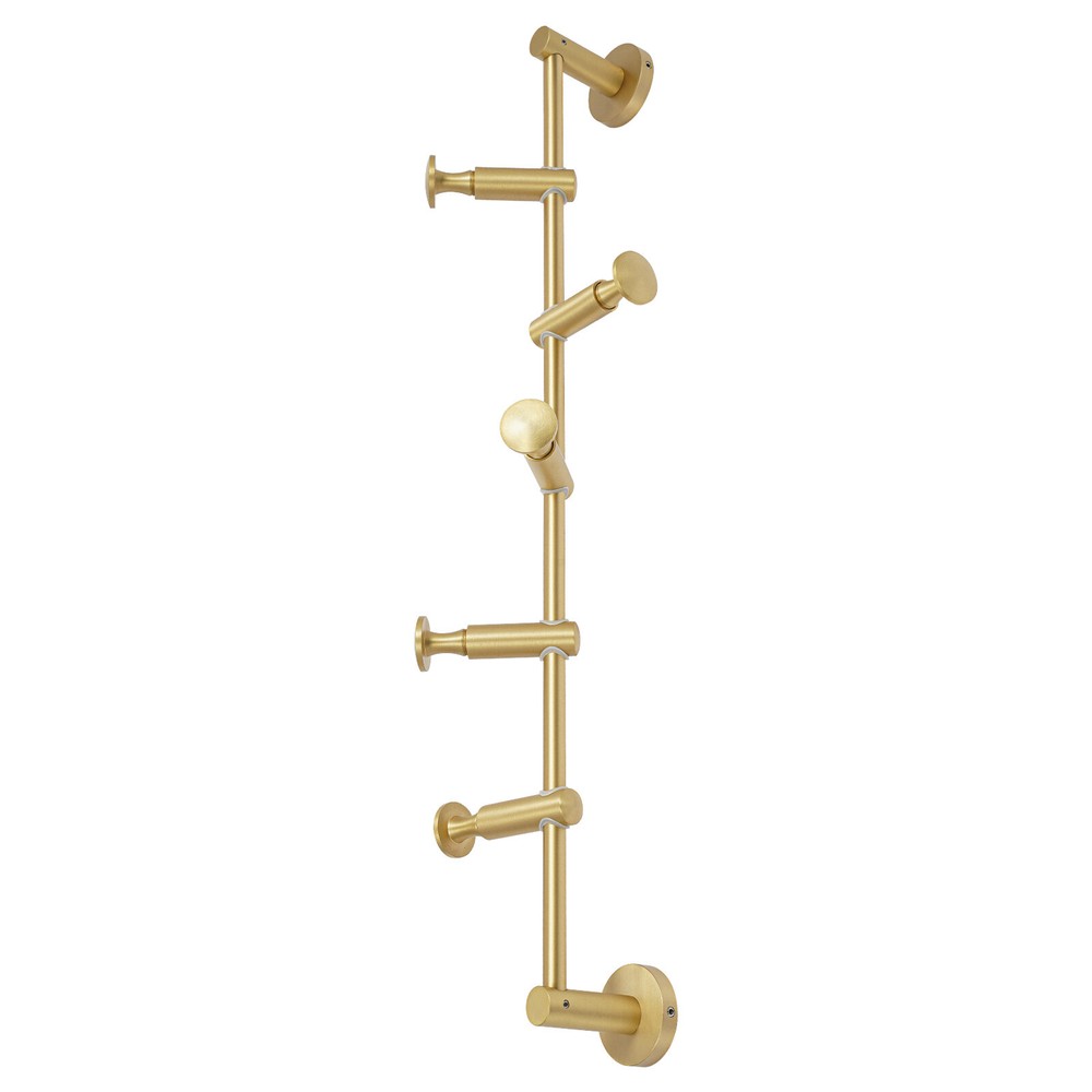 Wall Mounted Vertical Coat Rack Coat Rack with 5 Adjustable 180°rotating Hooks
