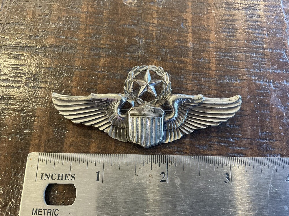 ORIGINAL WWII USAAF 3” COMMAND PILOT WINGS 1 PIECE STERLING PB AMCRAFT PATTERN