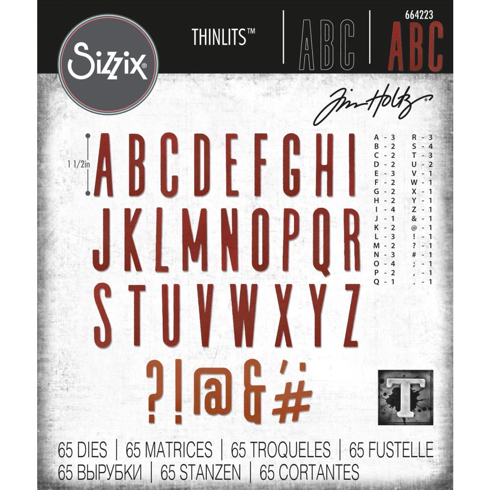 New, RetiredSizzix Thinlits Alphanumeric Classic Upper 65pc #664223 $22.99 Holtz