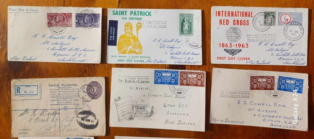 Ireland, Eire, 8 FDC's and more, one registered cover, some airmails. 1940's on.