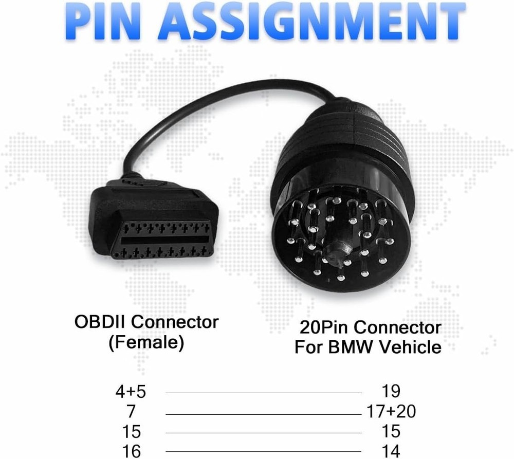 OBD1 to OBD2 Adapter for BMW 20 Pin Cable,for E31 E32 E34 E36 E39 E38 E53Vehicle