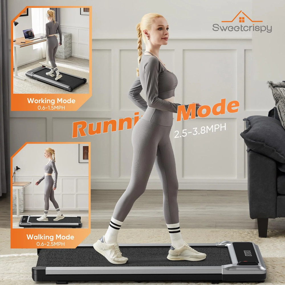 Compact Walking Treadmill for Small Spaces, Quiet Under-Desk Walking Pad with...