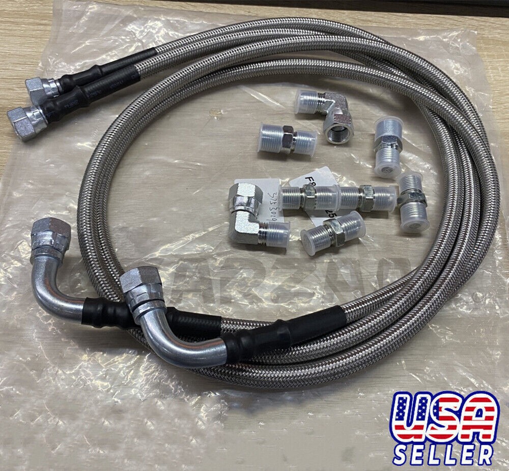SS Braided Transmission Cooler Hose lines Fittings TH350 700R4 TH400 52" Length