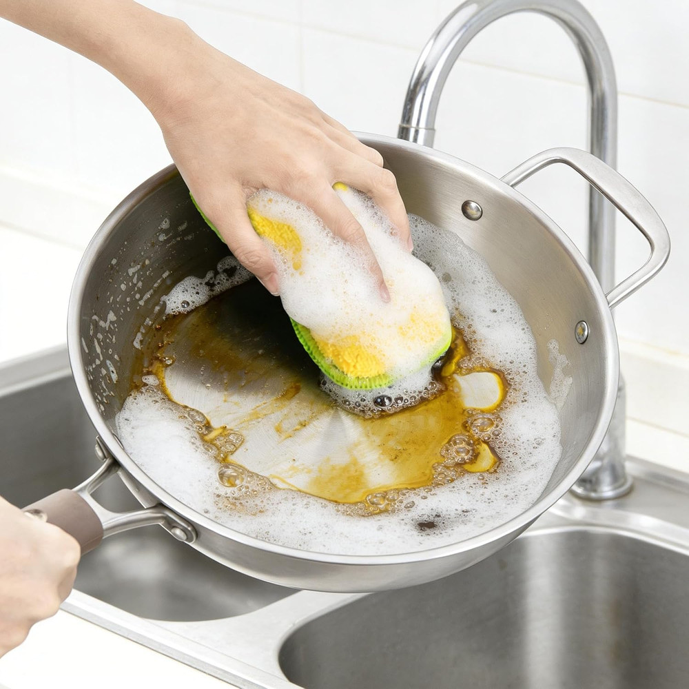 Dish Sponges Kitchen, 12 Pack Multi-Purpose Microfiber Scrub Sponge - Dual-Sided