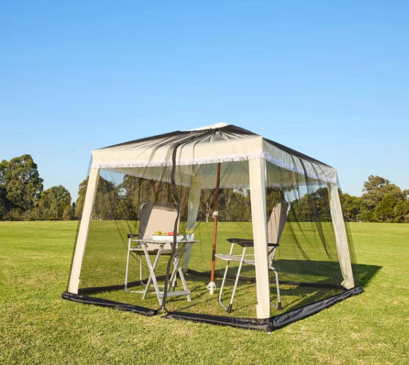 10-11 FT Outdoor Patio Umbrella Mosquito Net, Polyester Black Mesh Screen