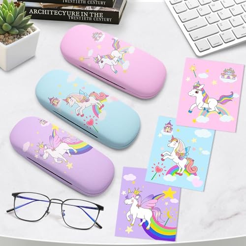 3 Pcs Cute Eyeglasses Case Hard Shell Storage Cases Unicorn Hard Clamshell