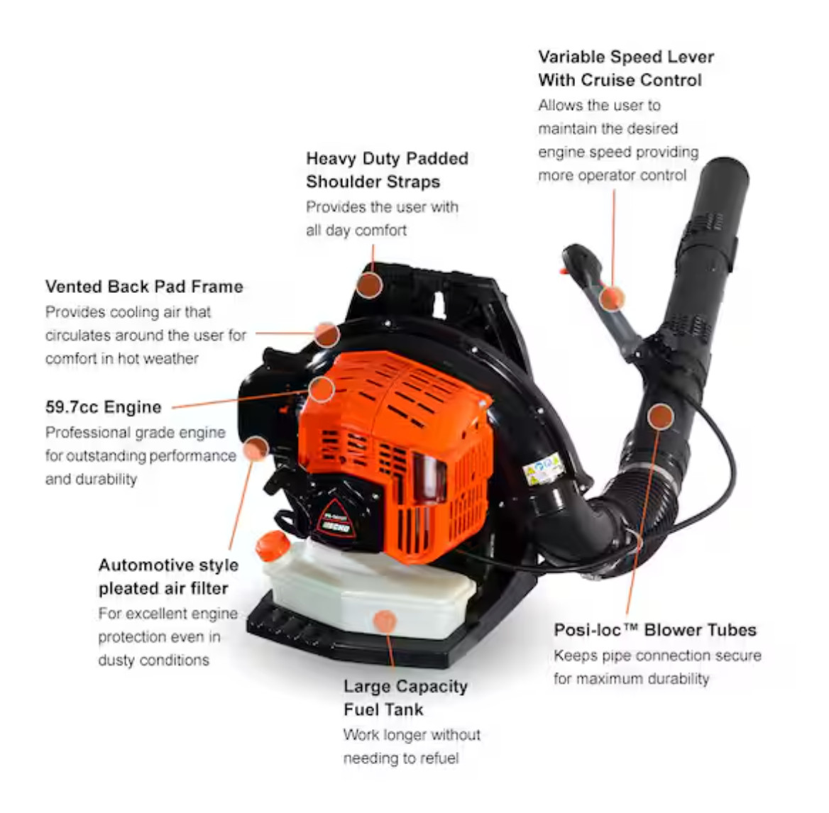 ECHO PB-5810T 200 MPH 700 CFM 59.7 cc Gas Low Exhaust Emission Engine Backpack L