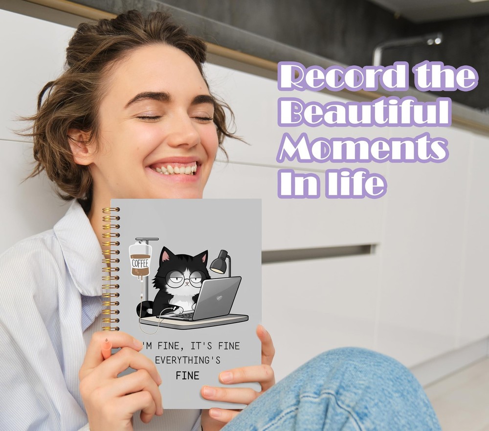 Welshower Funny Cat Notebook Journal for Work 5.5x8.3, C