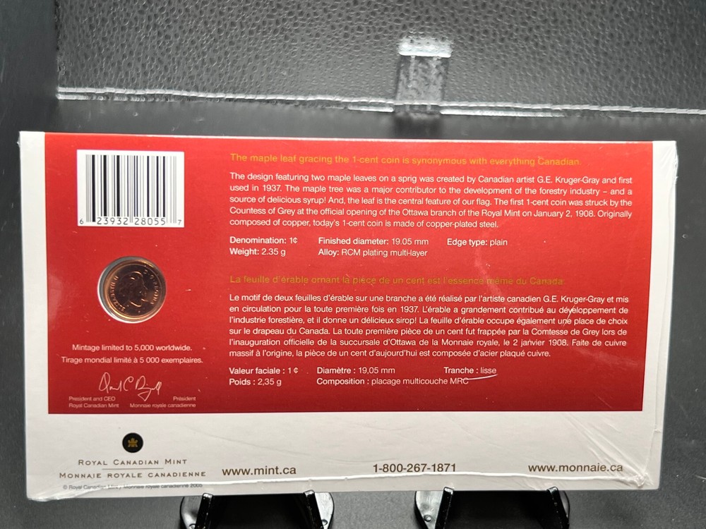2005 Canada Official First Day 1 Cent Coin