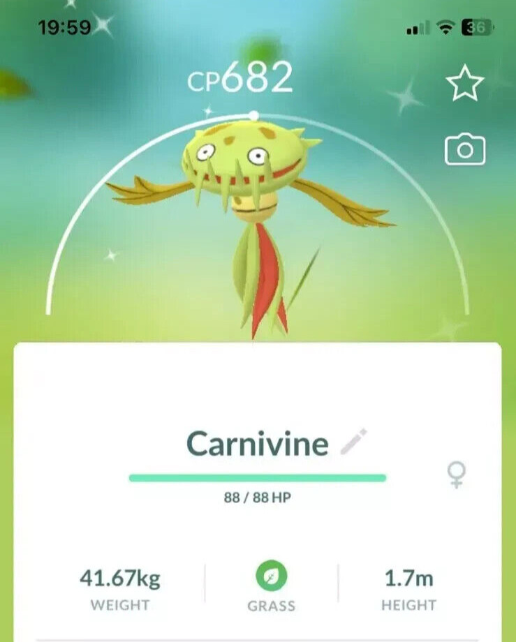 Pokémon - Shiny Carnivine - P T C have 80k stardust - Please see description