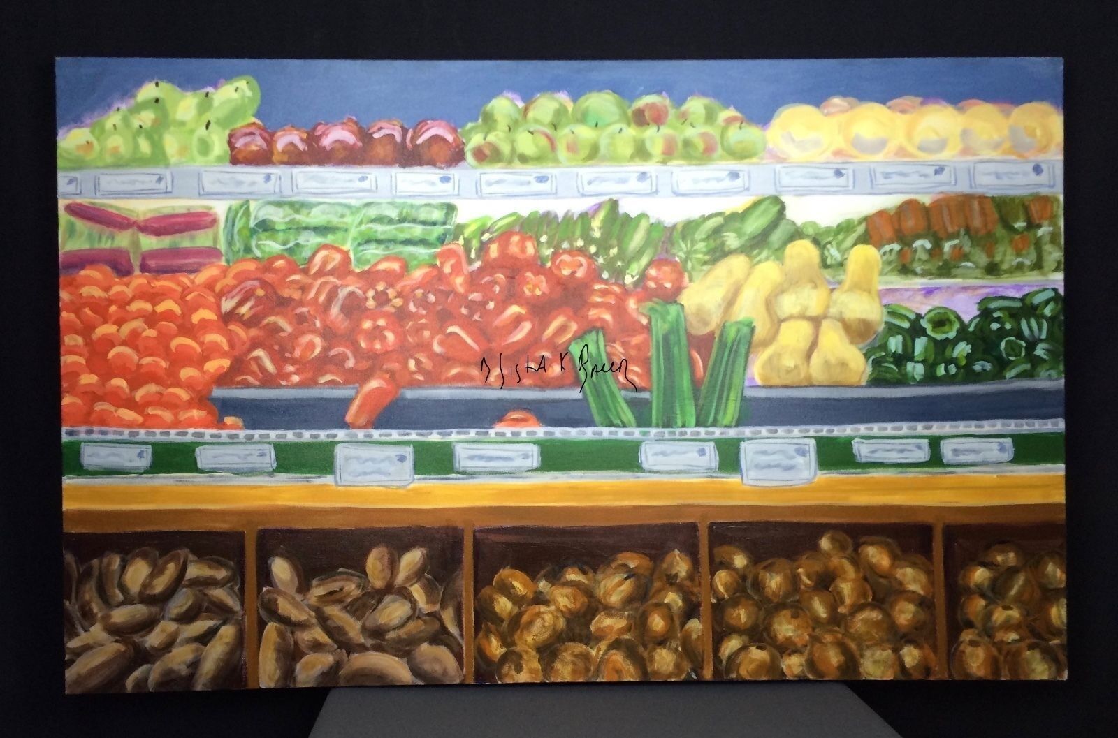 Fresh Market Painting Vegetable Wall Art Original for Deli Restaurant 30x48