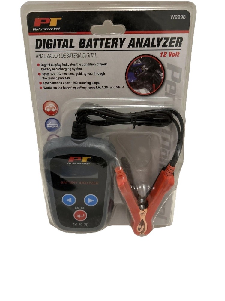 Performance Tool W2998 Digital 12v Battery Analyzer Tests DC Systems