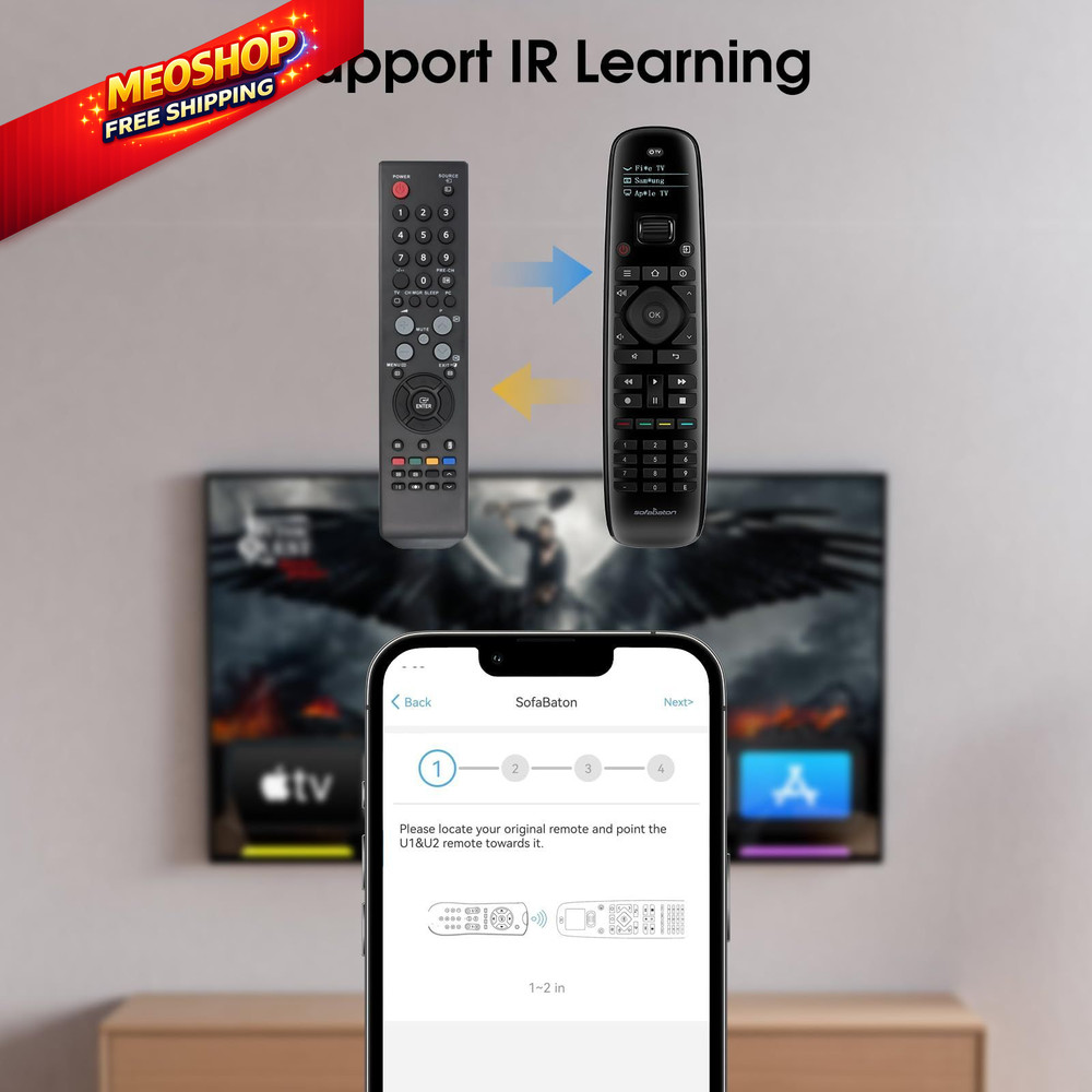 SofaBaton U2 Universal Remote with Backlit Button and Upgraded Scroll Black