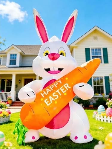 5FT Easter Inflatables Bunny with Giant Carrot, Easter Bunny with Carrot