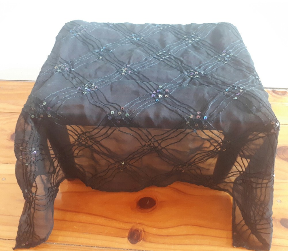 Handcrafted bewitching black sequined Tarot / altar cloth