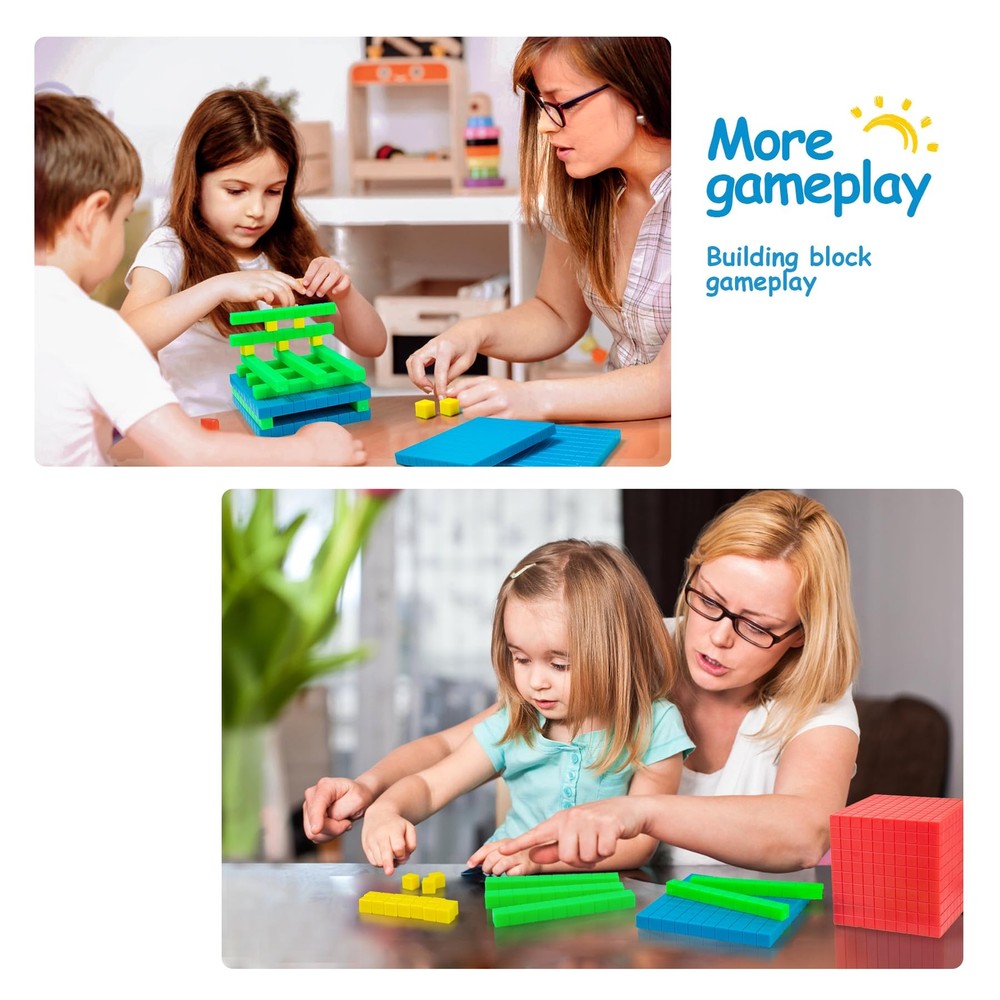 Math Manipulatives for Kids Aged 3+.Base Ten Blocks with Place Value Chart - ...
