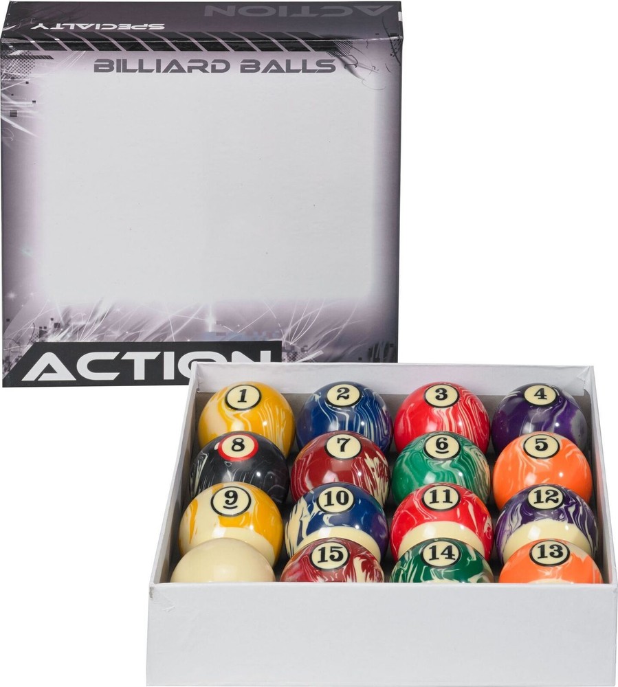 Action White Swirl Marble Pool Ball Set - BBWM