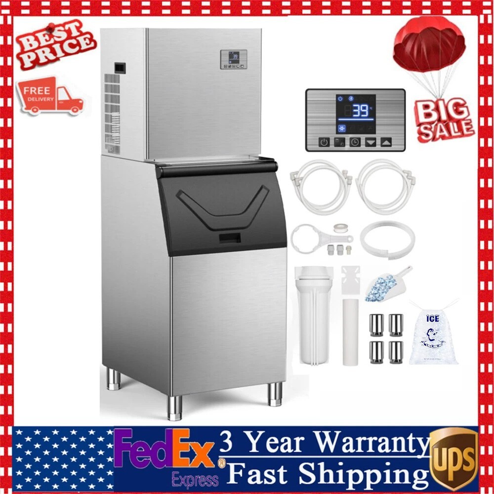 600LB/24H Commercial Ice Maker Freestanding Ice Machine with 360LBS Storage Bin