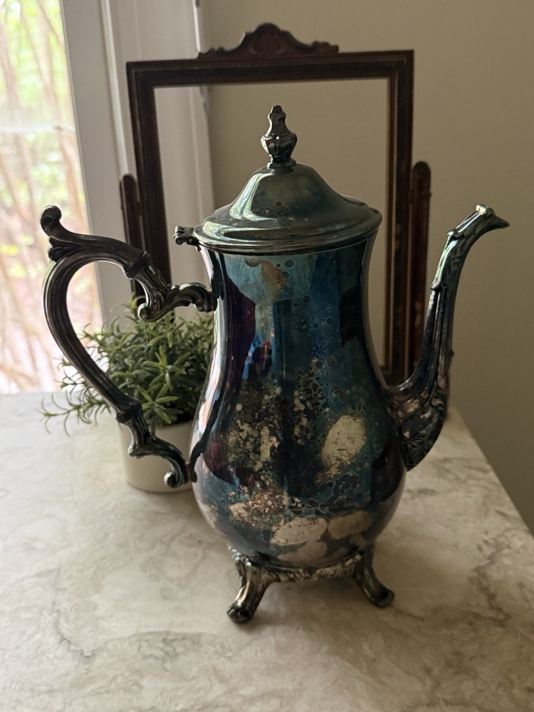 Vintage Silver Footed Teapot or Coffee Pot by William A. Rogers Silversmiths