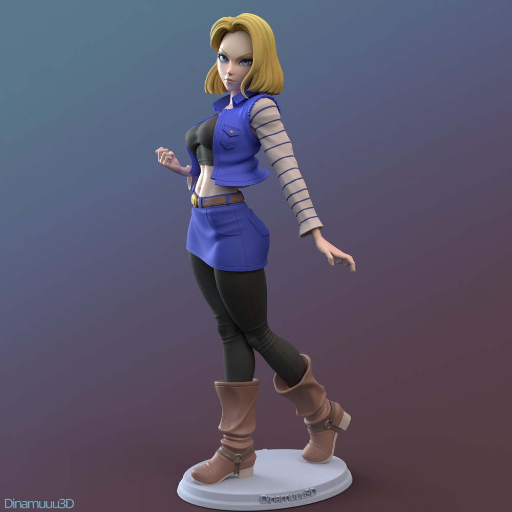 Android 18 3D SOLID RESIN Statue Model Part Kit-Space Gray-Unpainted