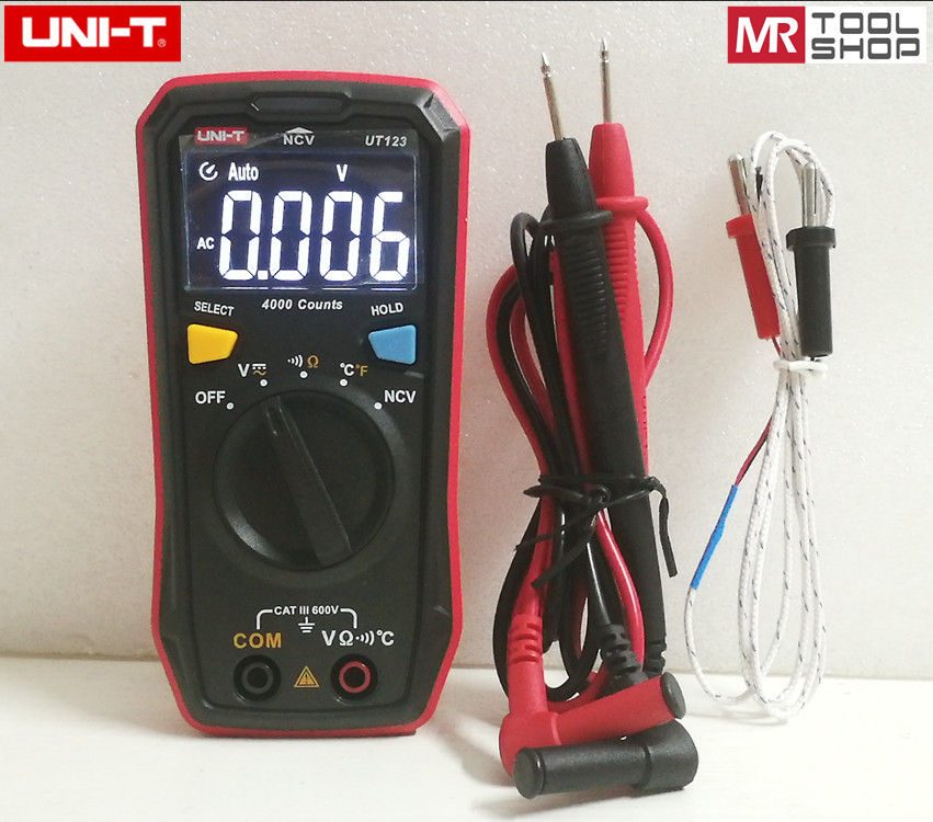 UNI-T UT123  Mini Digital Multimeter AC Voltmeter Ohmmeter Temp NCV Tester EBTN