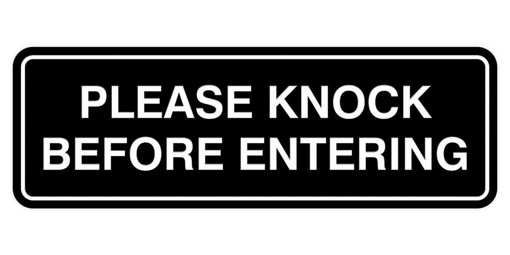 Standard Please Knock Before Entering Sign - Black - Small 1 Pack