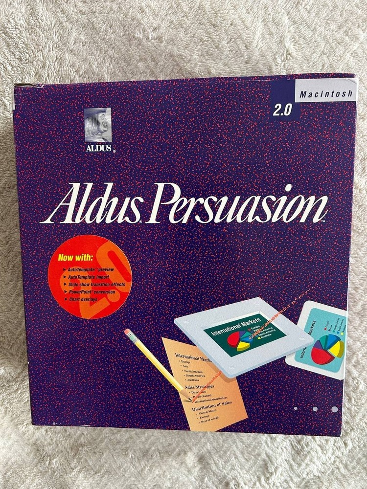 Aldus Persuasion For Macintosh 2.0 Version. Vintage Apple software