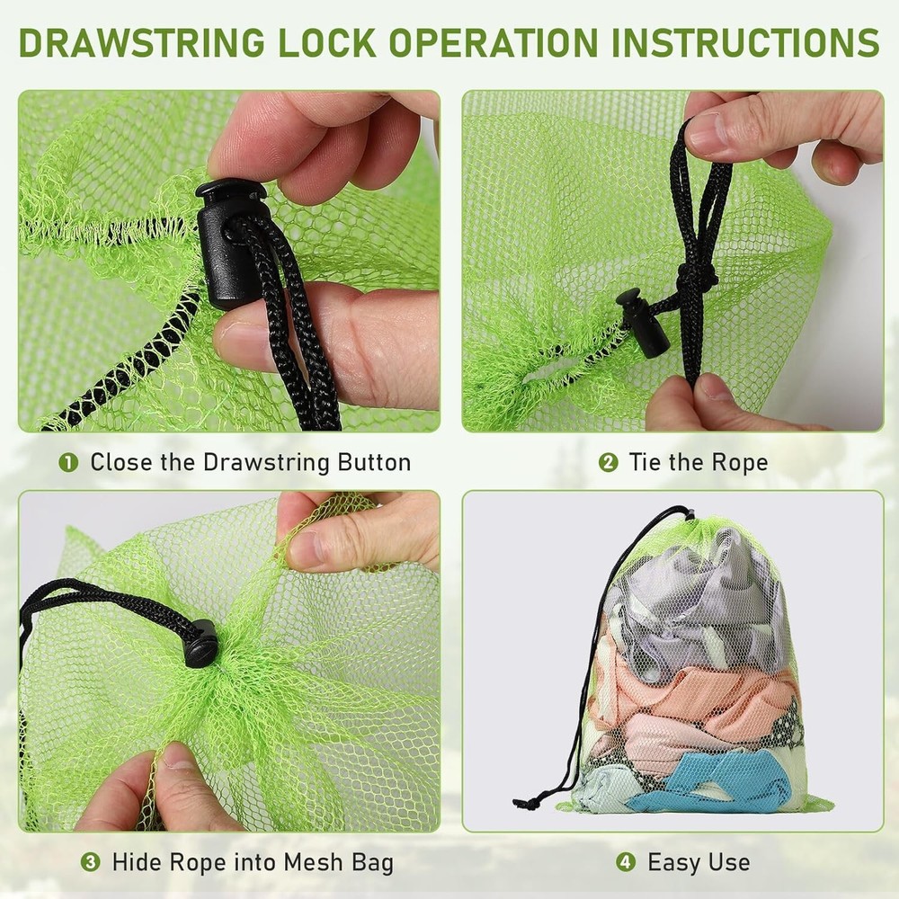10/20/40/60/100PCS Mesh Drawstring Bag Durable Delicate 40pcs, Green