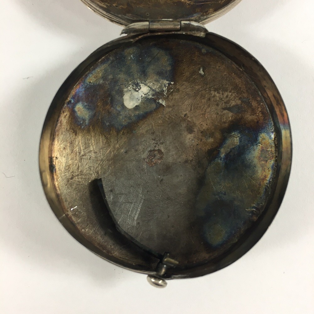 Antique Dutch 1830 Round Snuff Box Solid Silver 2.3cm In Height