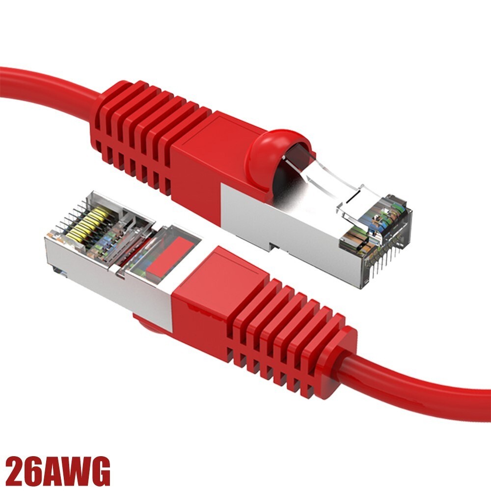 0.5FT Cat5E RJ45 Ethernet LAN Network FTP Shielded Patch Cable Pure Copper Red
