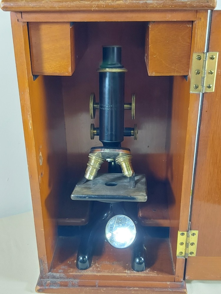 Antique 1915 Bausch&Lomb Optical Microscope With Box